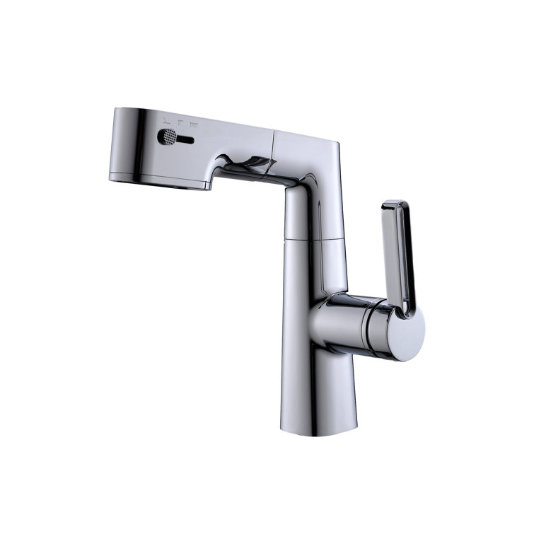 Chrome Single Hole Bathroom Faucet with Lever Handle
