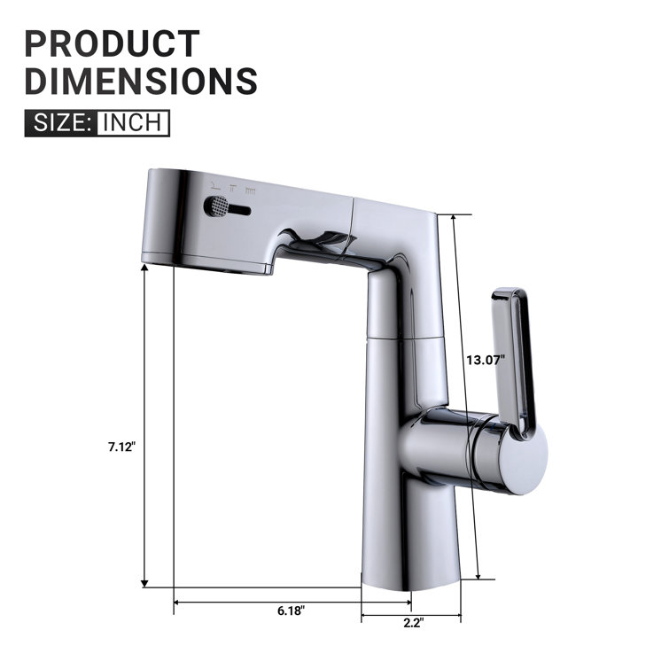 Chrome Single Hole Bathroom Faucet with Lever Handle