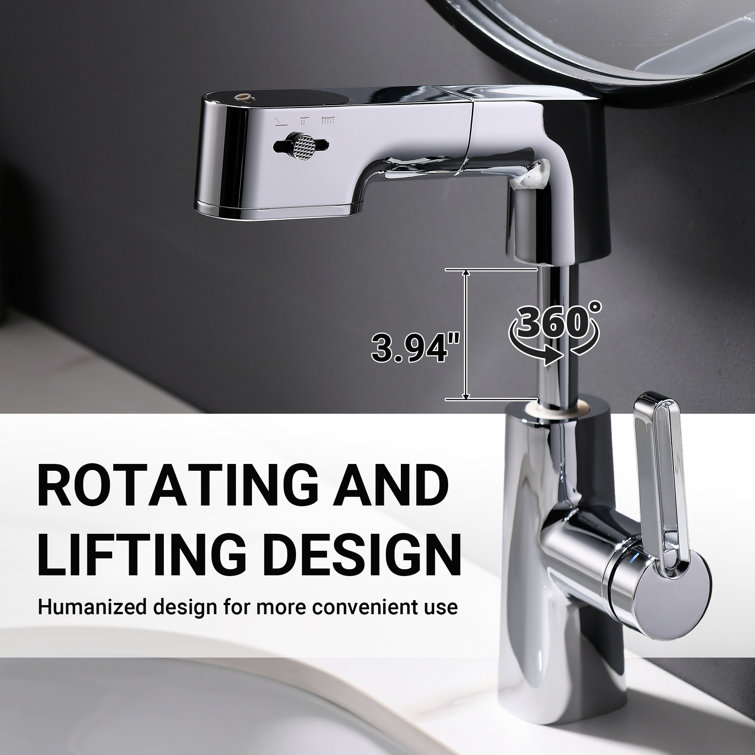 Chrome Single Hole Bathroom Faucet with Lever Handle
