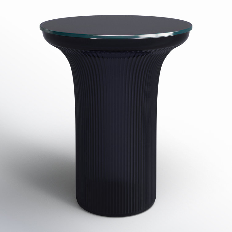 Midnight Blue Glass Round Contemporary Side Table