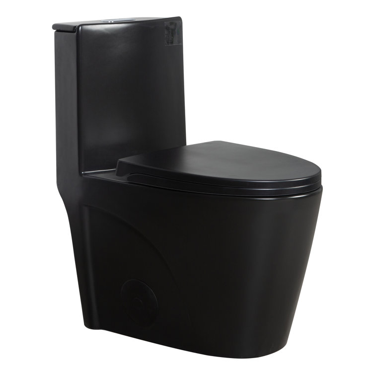 Matte Black Ceramic Elongated One-Piece Dual Flush Toilet