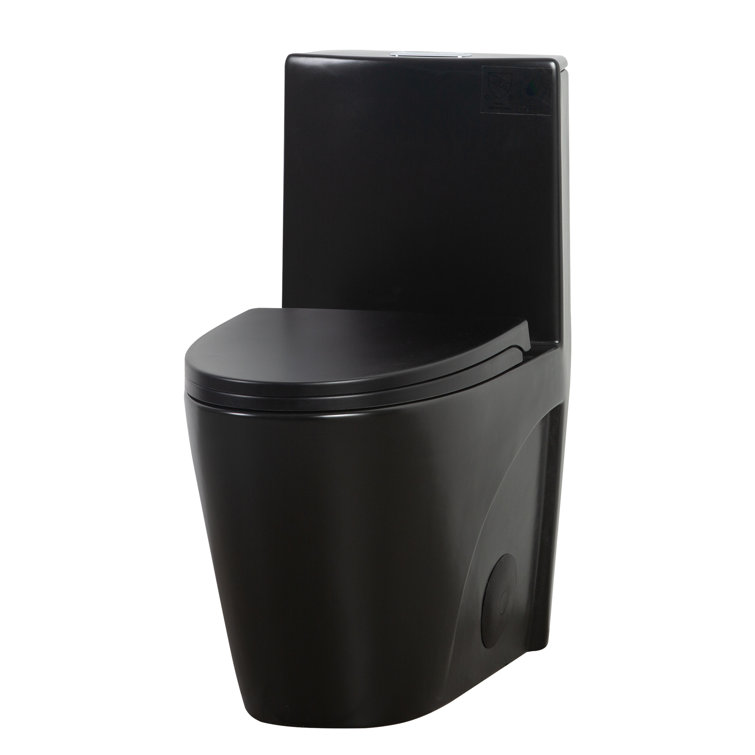 Matte Black Ceramic Elongated One-Piece Dual Flush Toilet