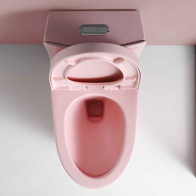 Rose Pink Ceramic Dual Flush Elongated One-Piece Toilet