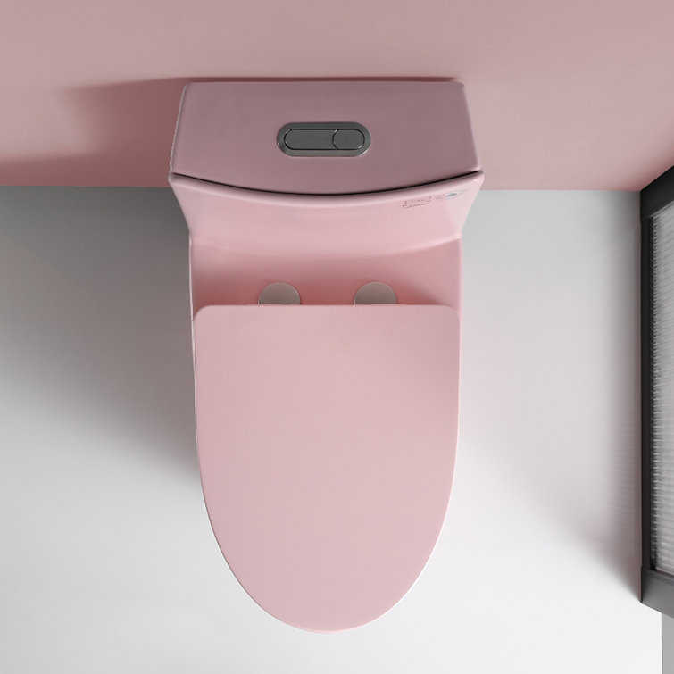 Rose Pink Ceramic Dual Flush Elongated One-Piece Toilet