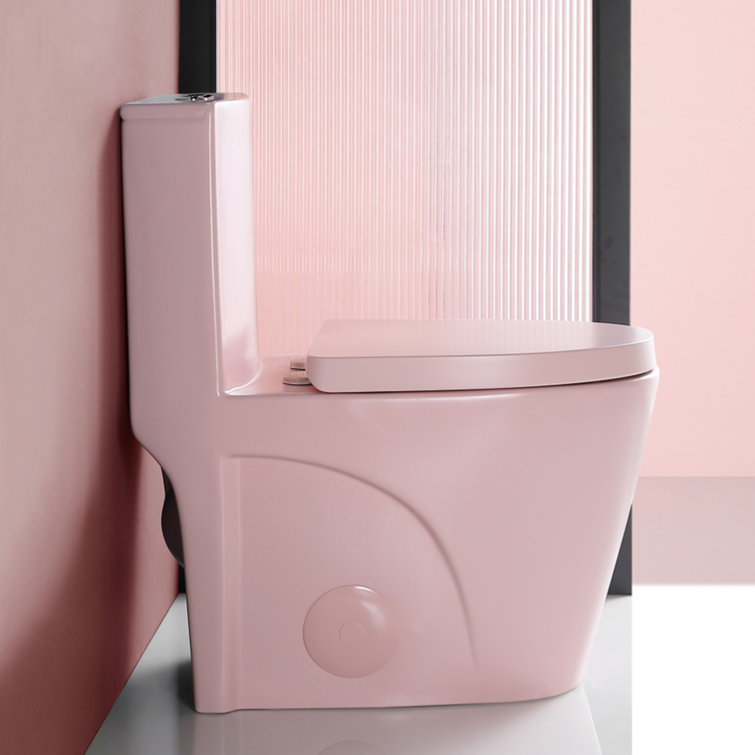 Rose Pink Ceramic Dual Flush Elongated One-Piece Toilet
