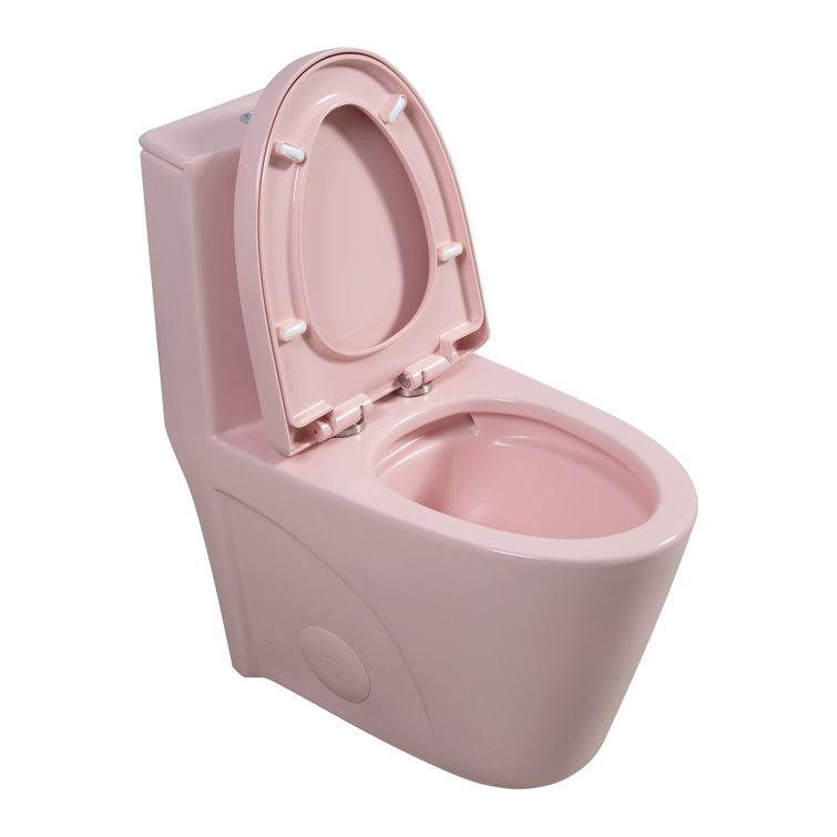 Rose Pink Ceramic Dual Flush Elongated One-Piece Toilet