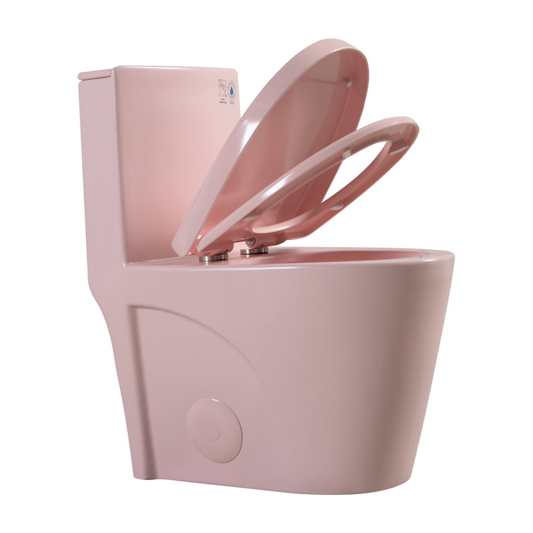 Rose Pink Ceramic Dual Flush Elongated One-Piece Toilet