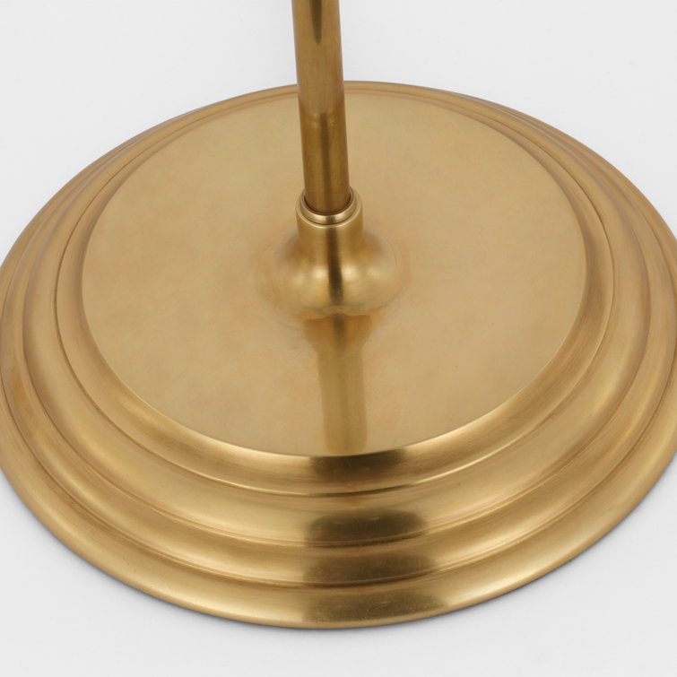 Hand-Rubbed Antique Brass Adjustable Outdoor Floor Lamp with Linen Shade