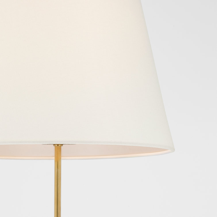 Hand-Rubbed Antique Brass Adjustable Outdoor Floor Lamp with Linen Shade