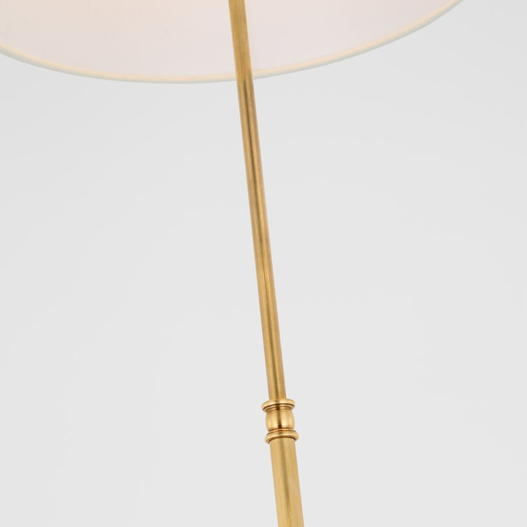 Hand-Rubbed Antique Brass Adjustable Outdoor Floor Lamp with Linen Shade