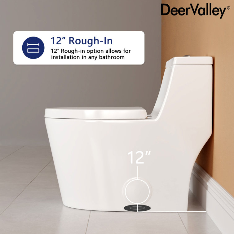 White Elongated Dual-Flush One-Piece Toilet with Silver Button
