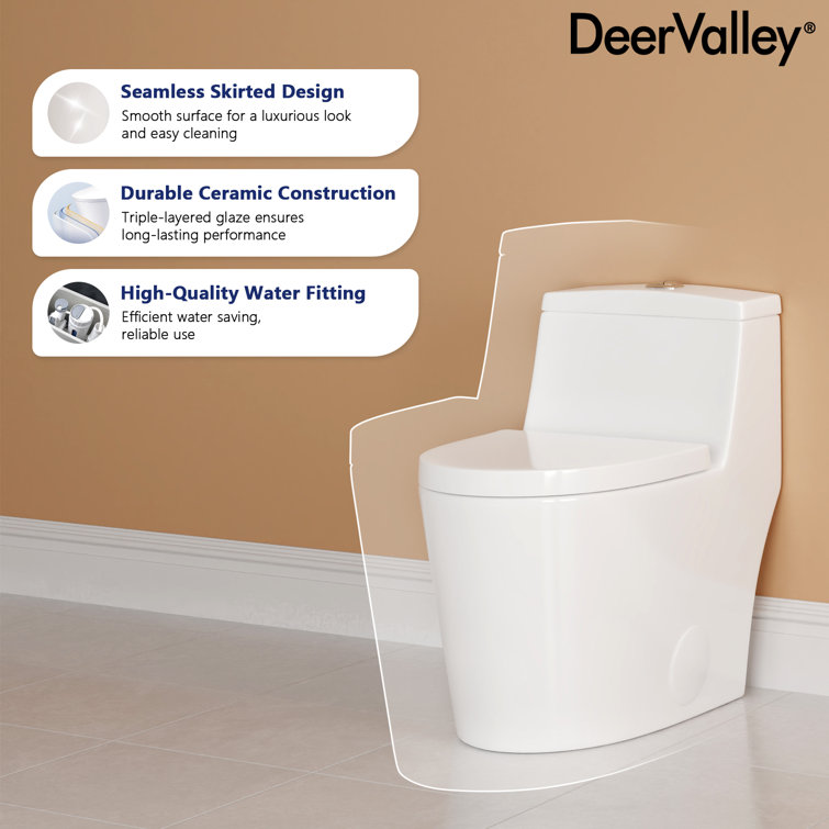 White Elongated Dual-Flush One-Piece Toilet with Silver Button