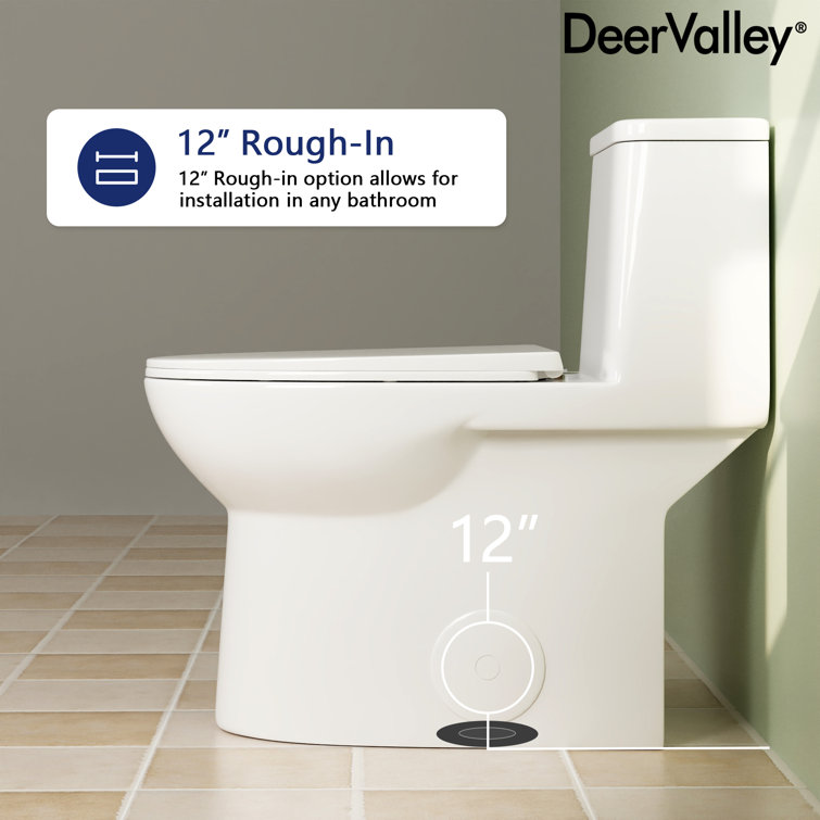 White Ceramic Elongated Dual Flush One-Piece Toilet