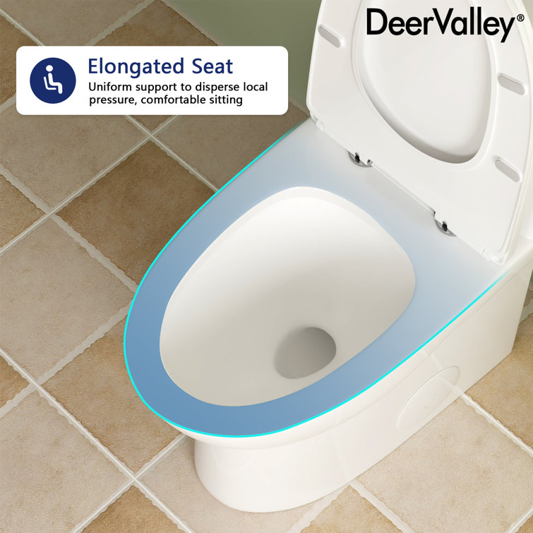 White Ceramic Elongated Dual Flush One-Piece Toilet