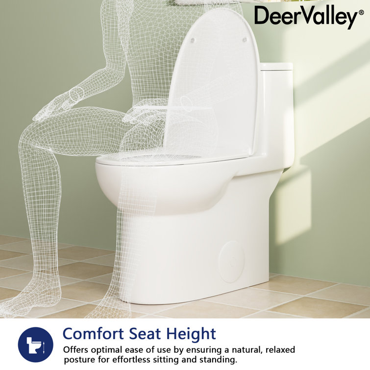 White Ceramic Elongated Dual Flush One-Piece Toilet