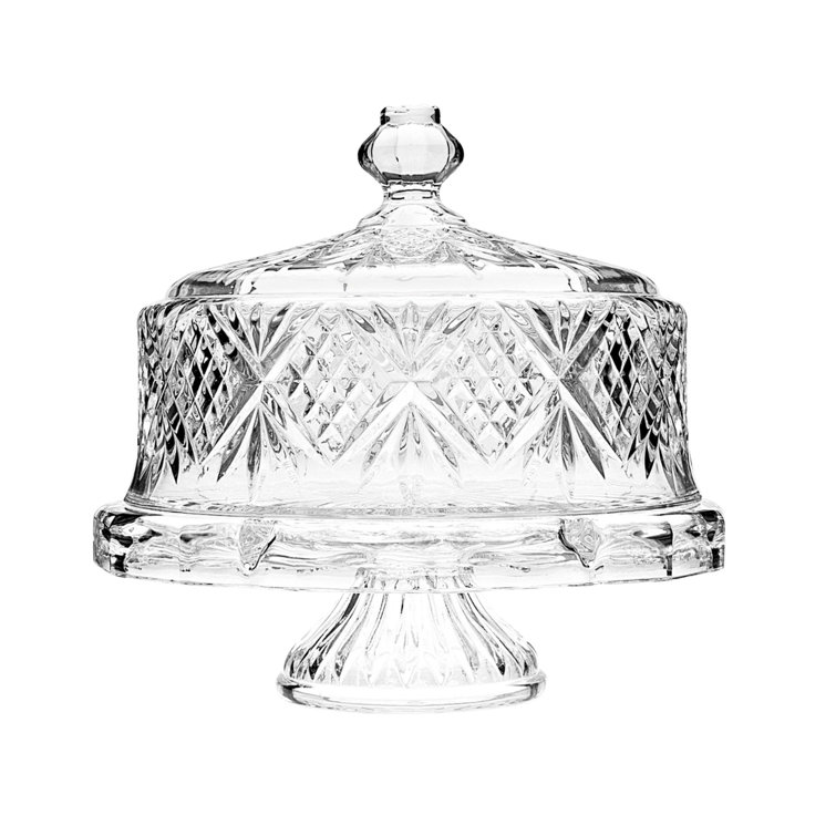 Clear Crystal Pedestal Cake Stand with Dome