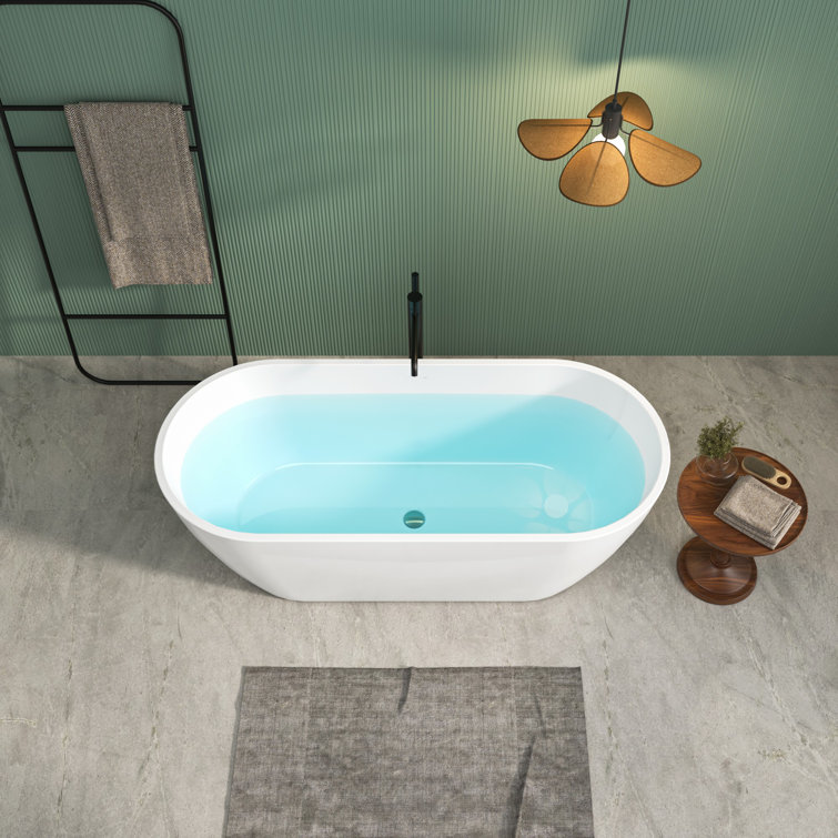 67'' White Acrylic Freestanding Soaking Bathtub