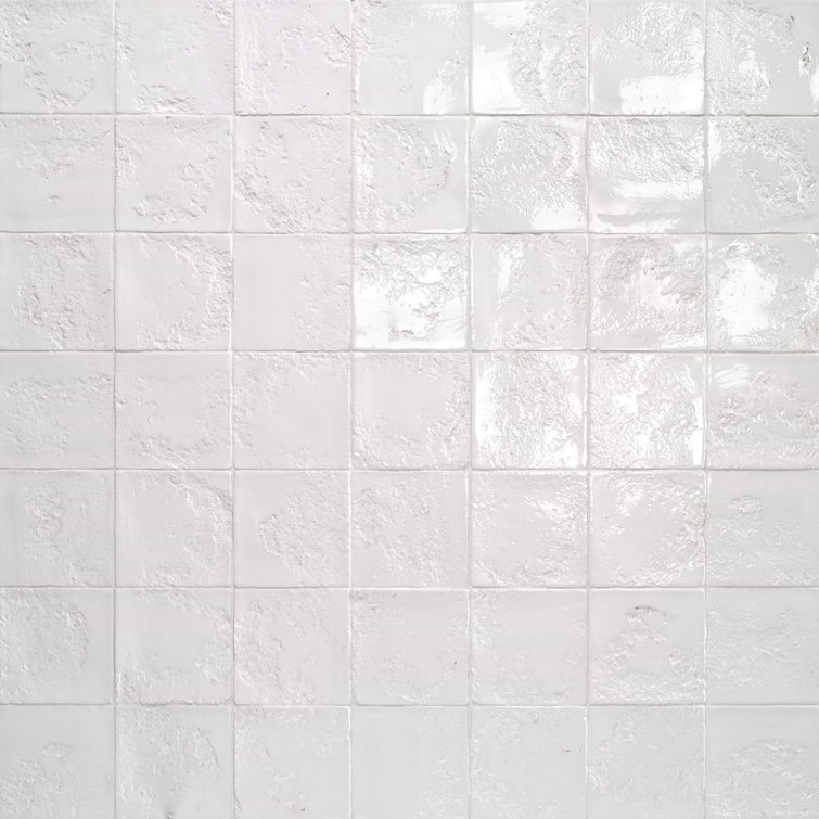 Glossy White Textured Ceramic 5x5 Wall Tile