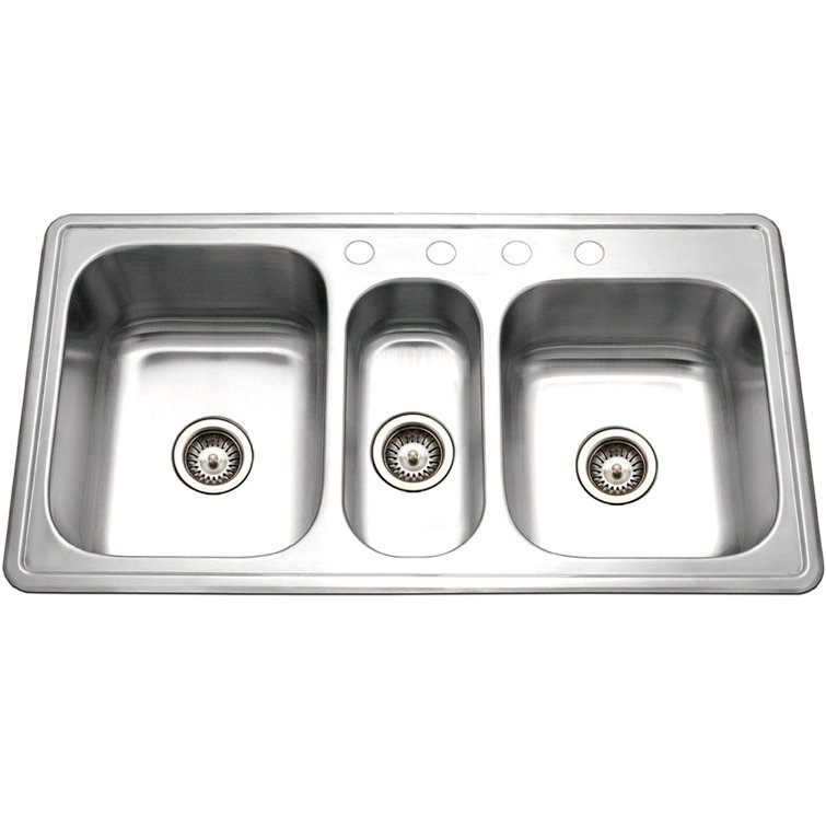 Premier Stainless Steel Triple Bowl Drop-In Kitchen Sink
