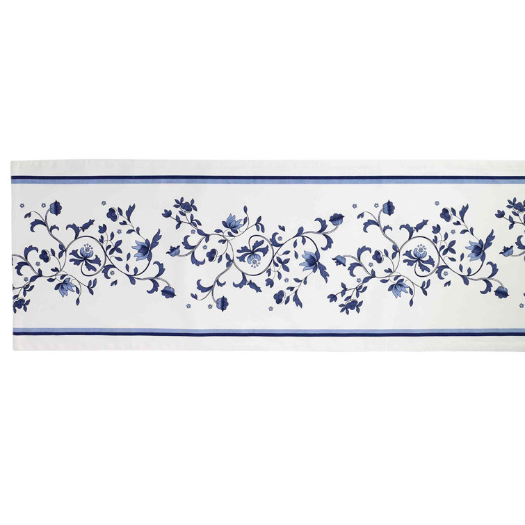 Portofino Blue Floral Cotton Polyester Table Runner