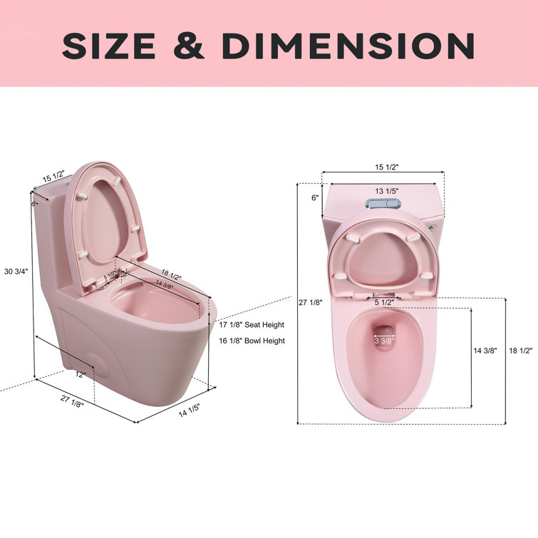Matte Pink Elongated Dual Flush One-Piece Toilet