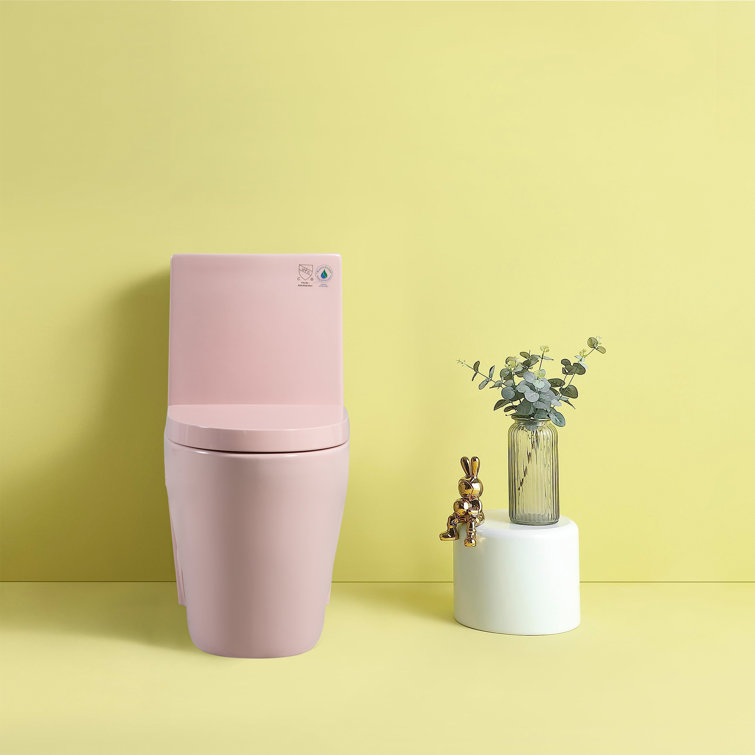 Matte Pink Elongated Dual Flush One-Piece Toilet