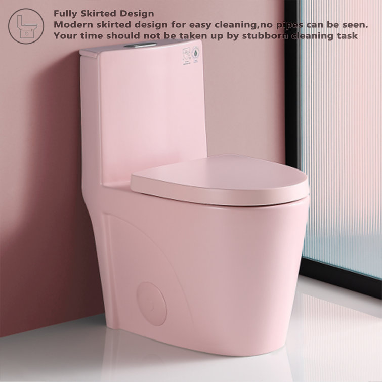 Matte Pink Elongated Dual Flush One-Piece Toilet