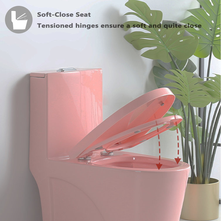 Matte Pink Elongated Dual Flush One-Piece Toilet