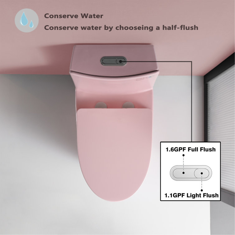 Matte Pink Elongated Dual Flush One-Piece Toilet