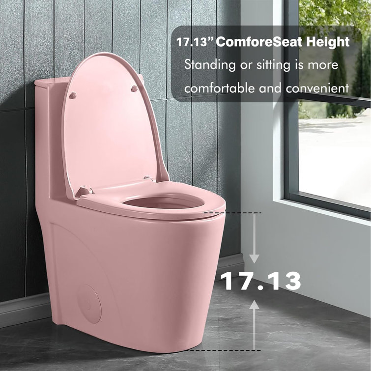 Matte Pink Elongated Dual Flush One-Piece Toilet
