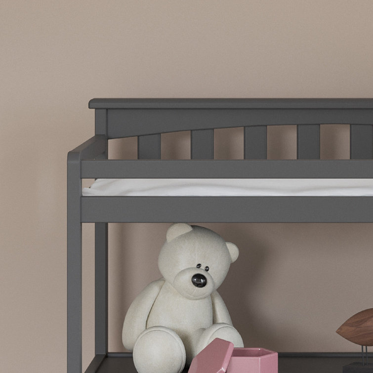 Cool Gray Flat Top 38" Changing Table with Safety Strap