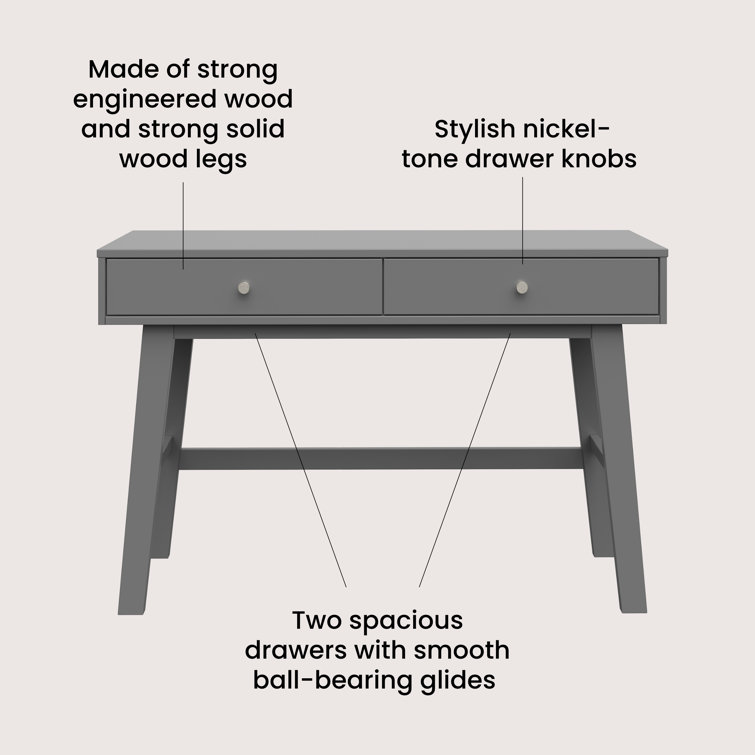 Cool Gray Wood Writing Desk with Drawer, 48"