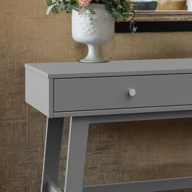 Cool Gray Wood Writing Desk with Drawer, 48"