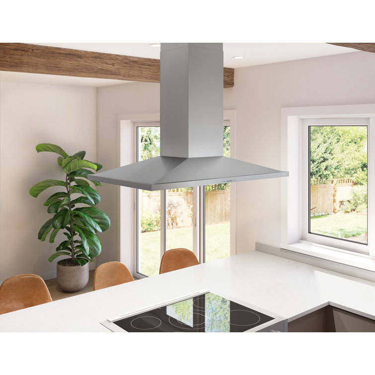Anzio 36'' Stainless Steel Convertible Island Range Hood with LED Light