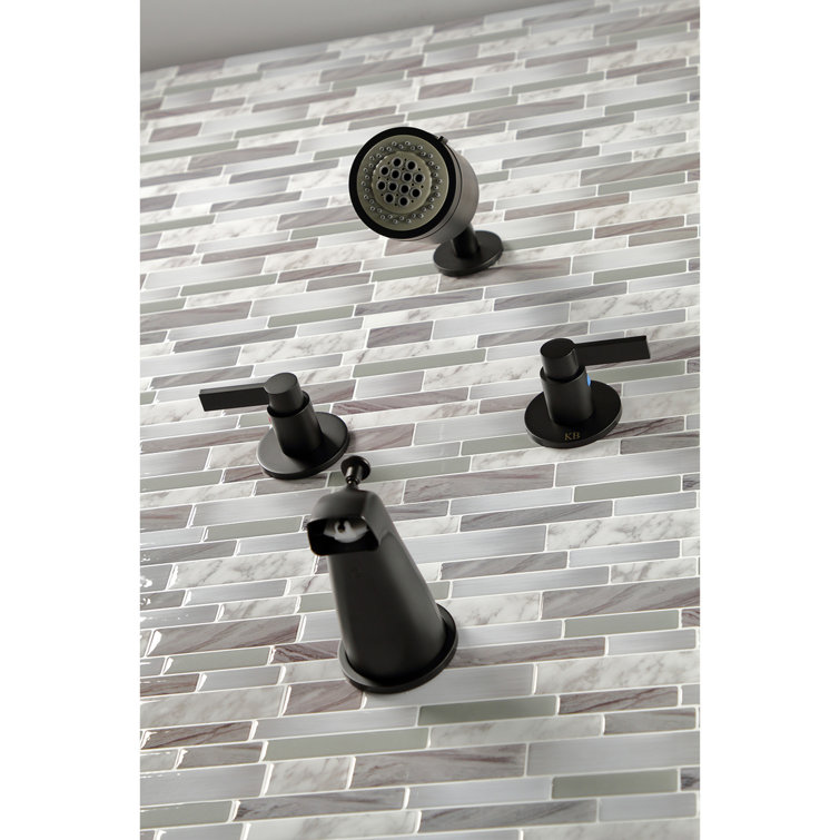 Modern Matte Black Brass Wall-Mounted Multi-Head Tub and Shower Faucet