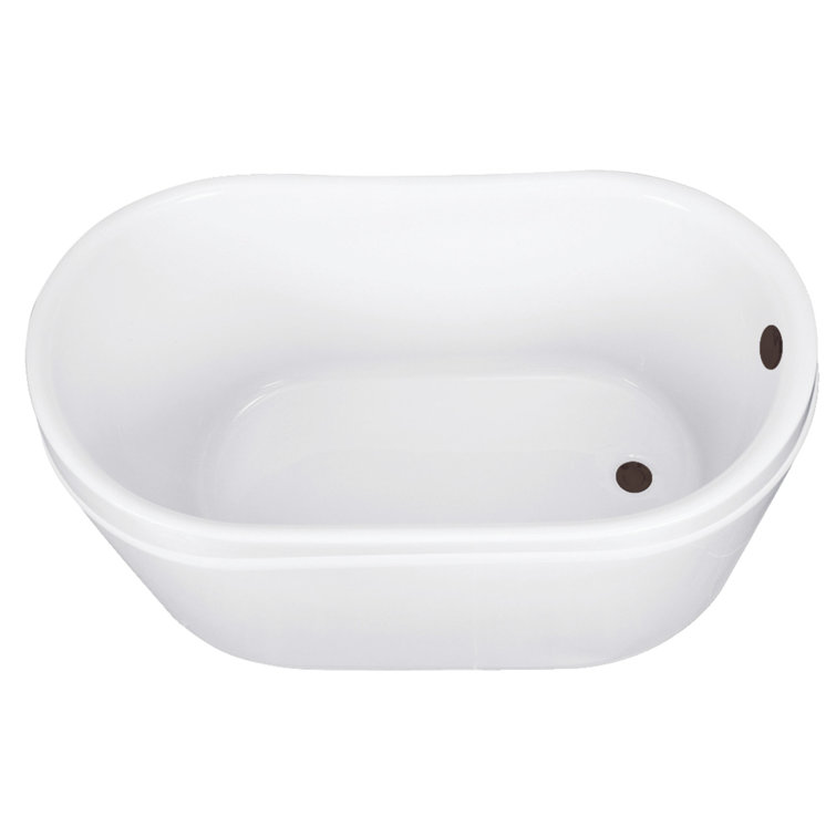 52-Inch White Acrylic Freestanding Slipper Tub with Drain