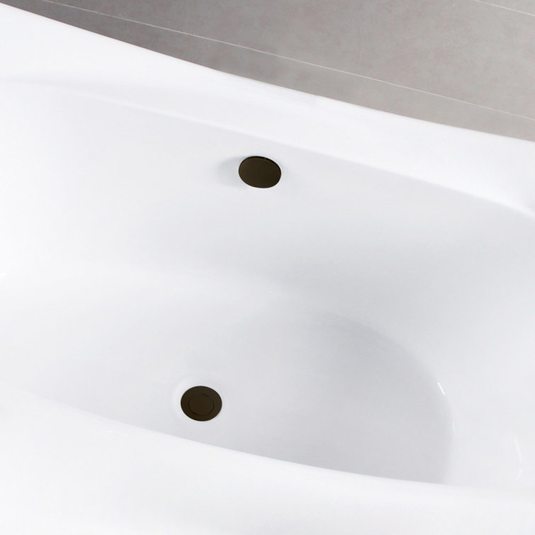 66-Inch Glossy White Acrylic Freestanding Tub with Oil Rubbed Bronze Drain