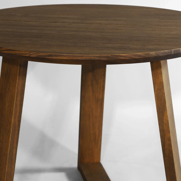 Cascais 36" Brown Oak Round Dining Table with Japandi Base