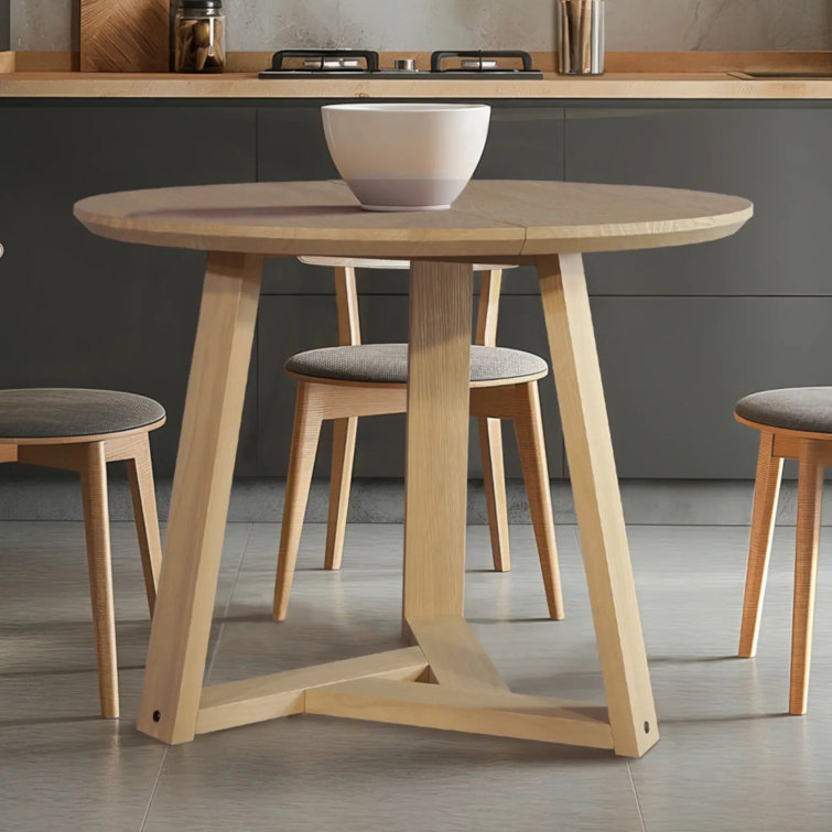 Blonde Oak 36" Round Dining Table with Japandi Base