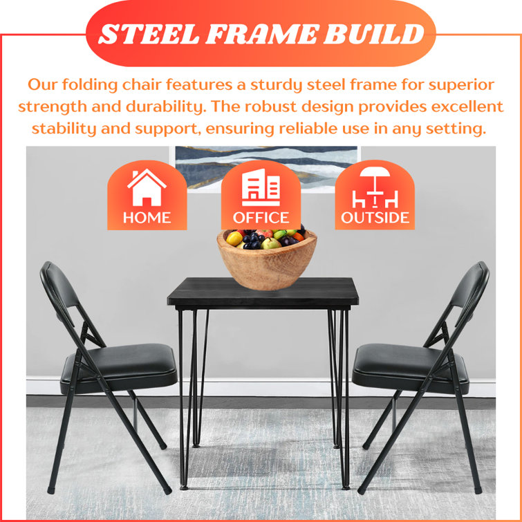 White Fabric Padded Armless Stackable Metal Chairs, Set of 2
