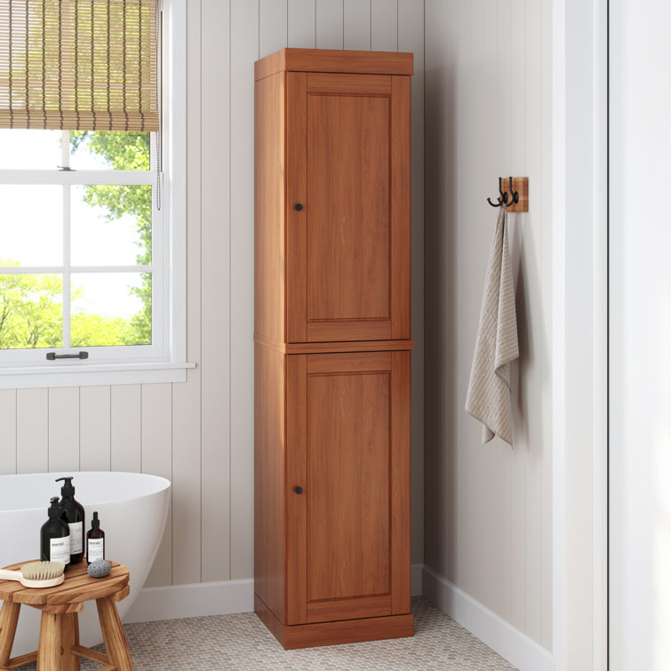 Mocha Solid Wood Tall Cabinet with Adjustable Shelving