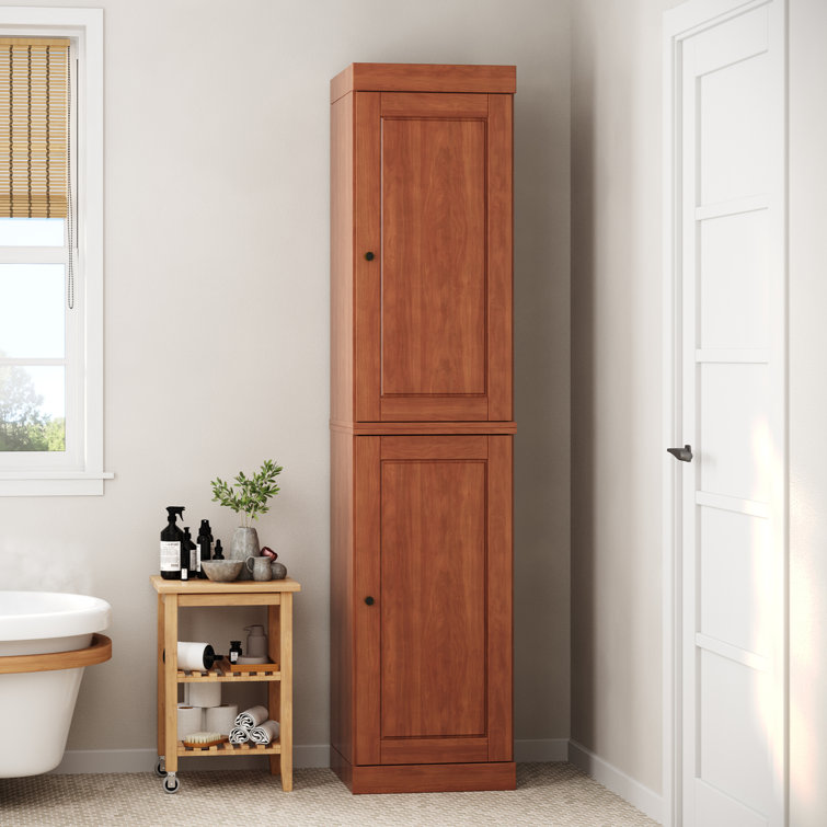 Mocha Solid Wood Tall Cabinet with Adjustable Shelving