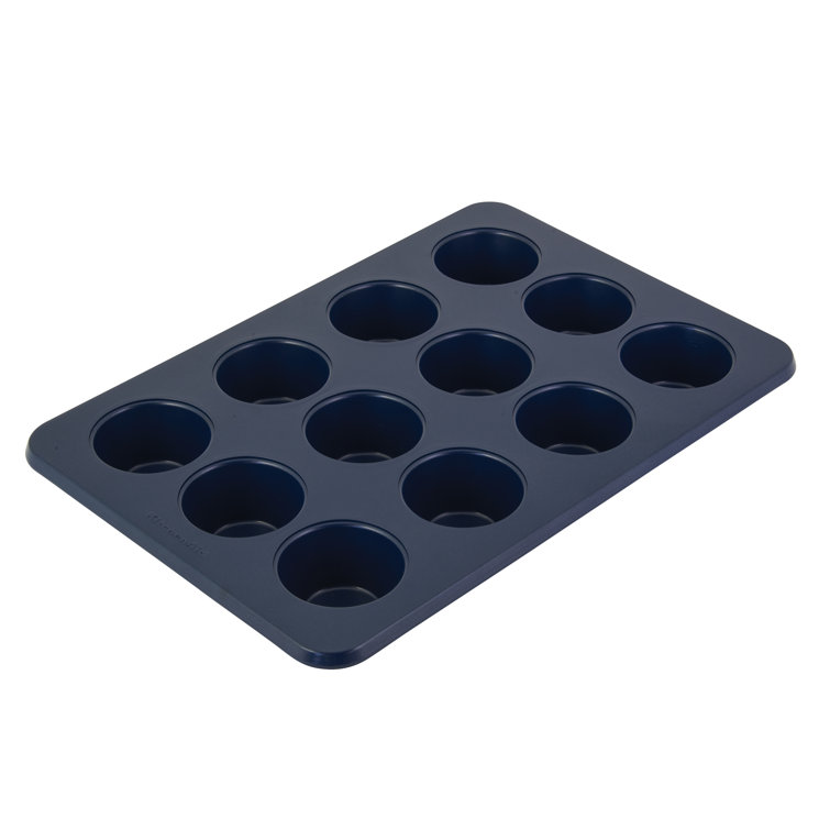 Blue Nonstick Aluminized Steel 12-Cup Mini Muffin Pan