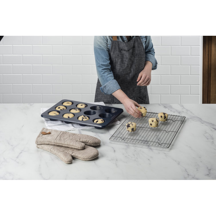 Blue Nonstick Aluminized Steel 12-Cup Mini Muffin Pan