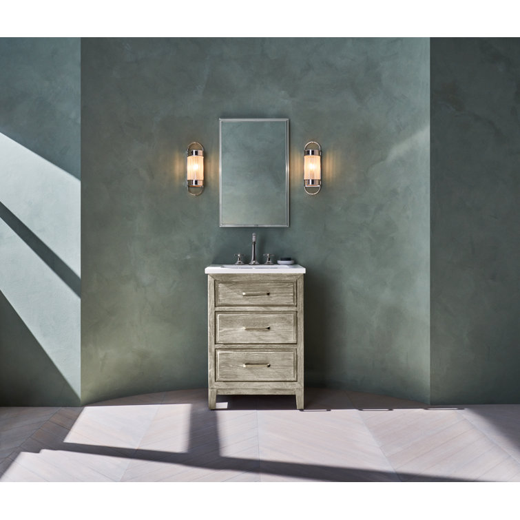 Vintage Brass Rectangular Bathroom Vanity Mirror