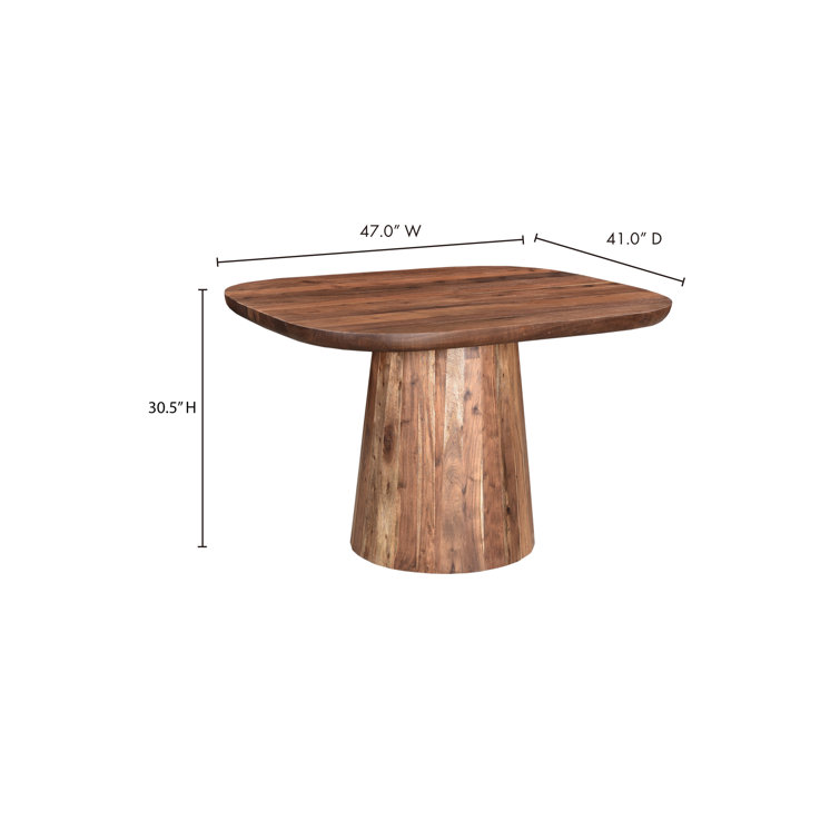 Natural Acacia Wood Rustic Round Pedestal Dining Table