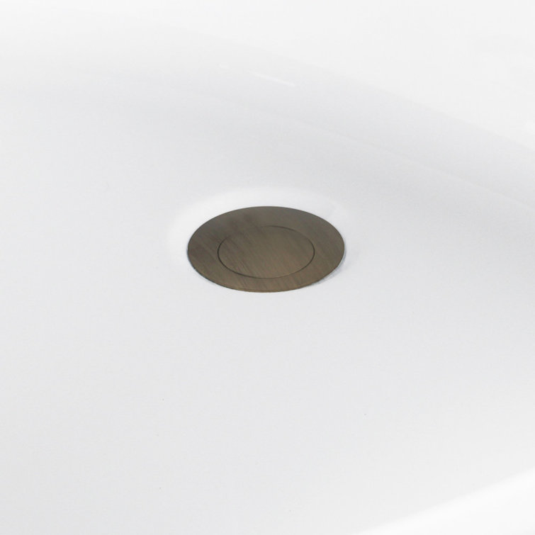 Glossy White Acrylic Rectangular Freestanding Tub with Antique Brass Drain