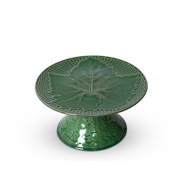 Green Ceramic Leaf Pattern Pedestal Cake Stand
