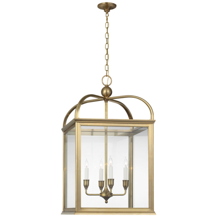 Natural Brass and Clear Glass 43.5" Indoor/Outdoor Lantern Pendant