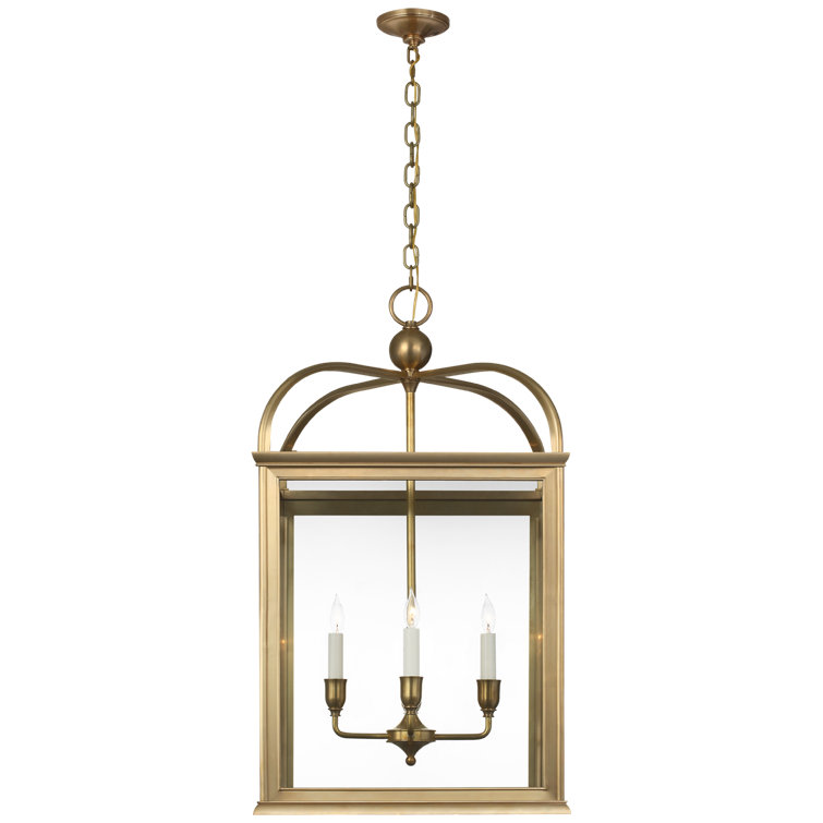 Natural Brass and Clear Glass 43.5" Indoor/Outdoor Lantern Pendant